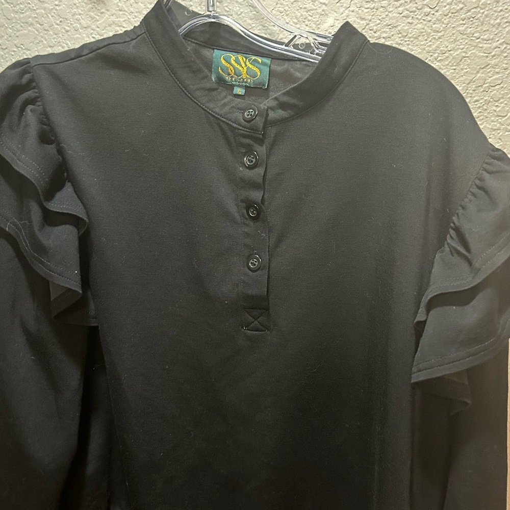 Black Long Sleeve Women's Top - Picture 4 of 5